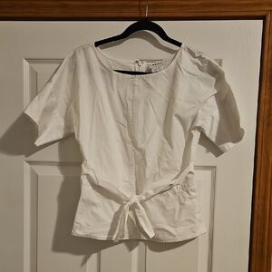 DKNY White Top With Tie Front